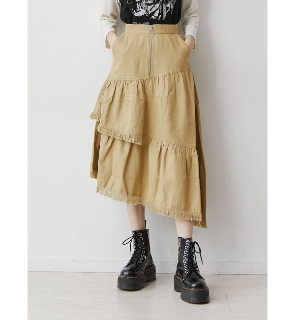 jouetie「フリンジティアードスカート」|スカート|ベージュ