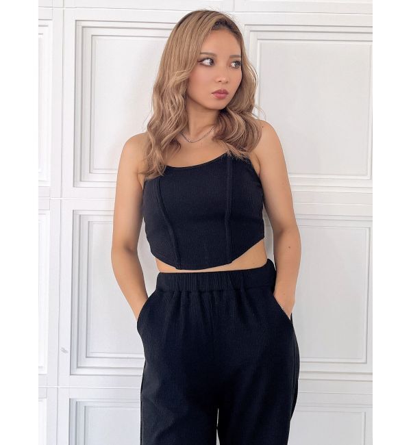 GYDA「front roundワッフルビスチェ」|キャミソール|