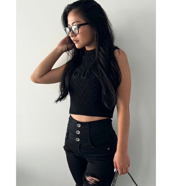 GYDA「NOUSノースリケーブルニットトップス」|ニット・セーター|