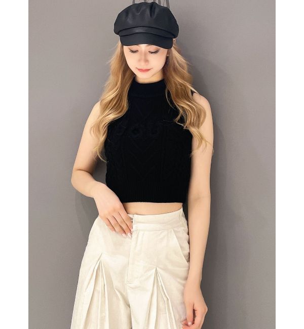 GYDA「NOUSノースリケーブルニットトップス」|ニット・セーター|