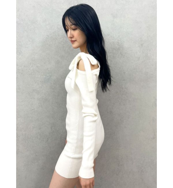 GYDA「shoulderリボンタイトリブニットワンピース」|ワンピース|