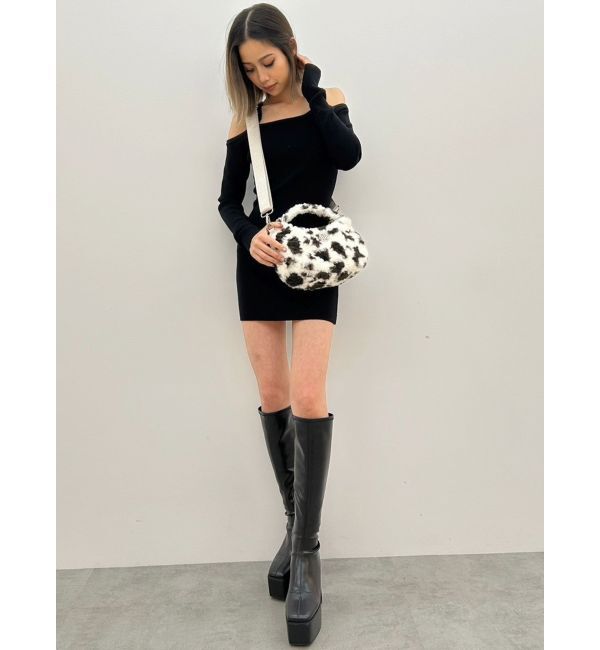 GYDA「shoulderリボンタイトリブニットワンピース」|ワンピース|