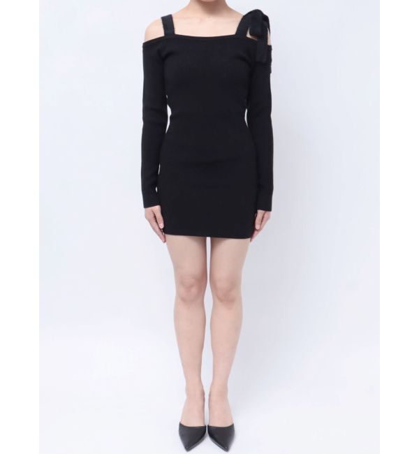 GYDA「shoulderリボンタイトリブニットワンピース」|ワンピース|