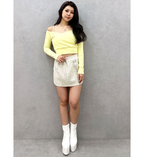 GYDA「ツイード異素材スカートライクショートパンツ【SETUP着用可】」|スカート|