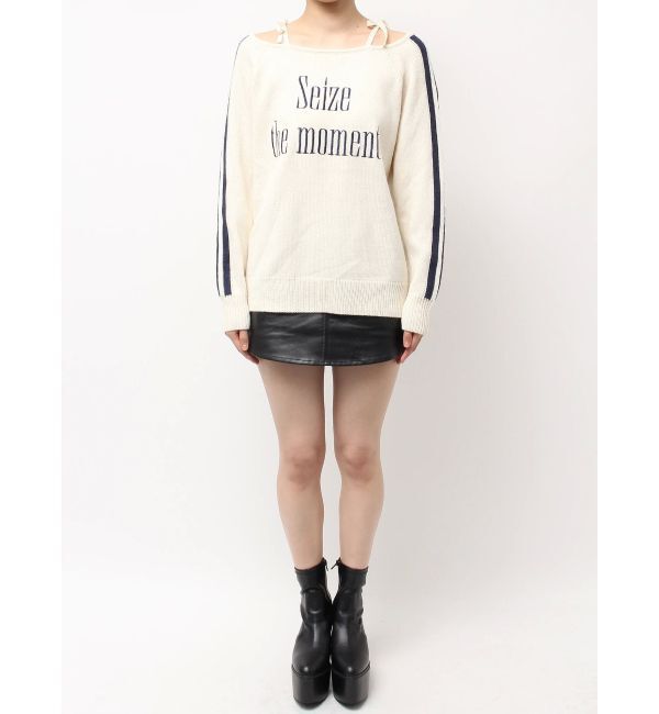 GYDA「Seize the momentオフショルリボンニットトップス」|ニット・セーター|