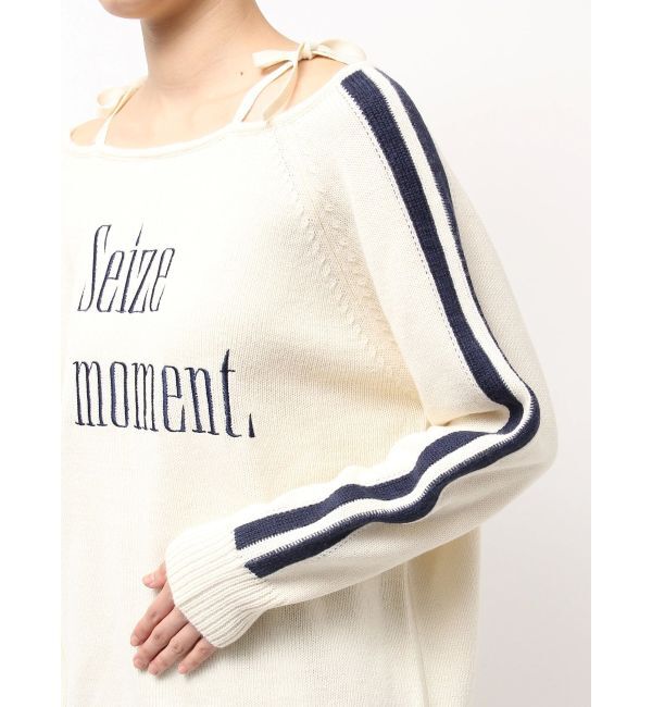 GYDA「Seize the momentオフショルリボンニットトップス」|ニット・セーター|