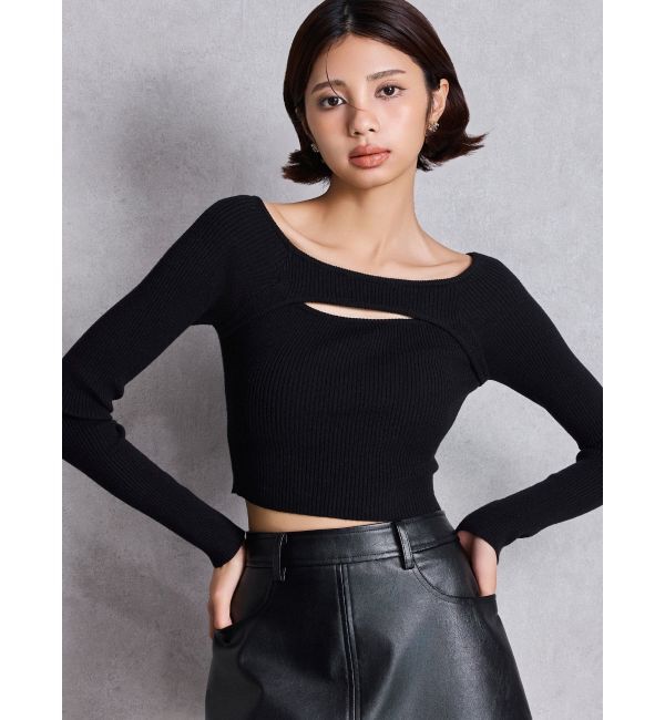 GYDA「FRONT OPENリブニットトップス」|ニット・セーター|