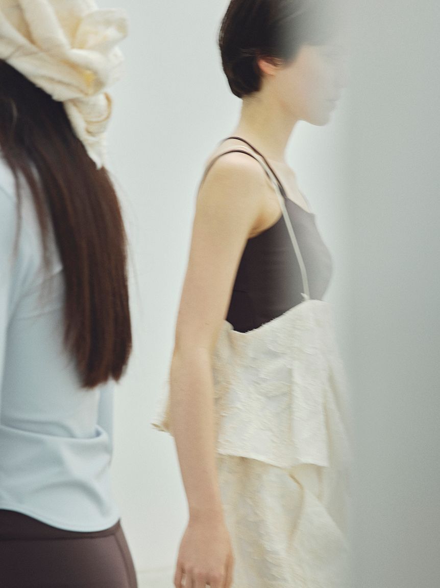 emmi atelier「ウエストギャザーワイドパンツ」|チノ|