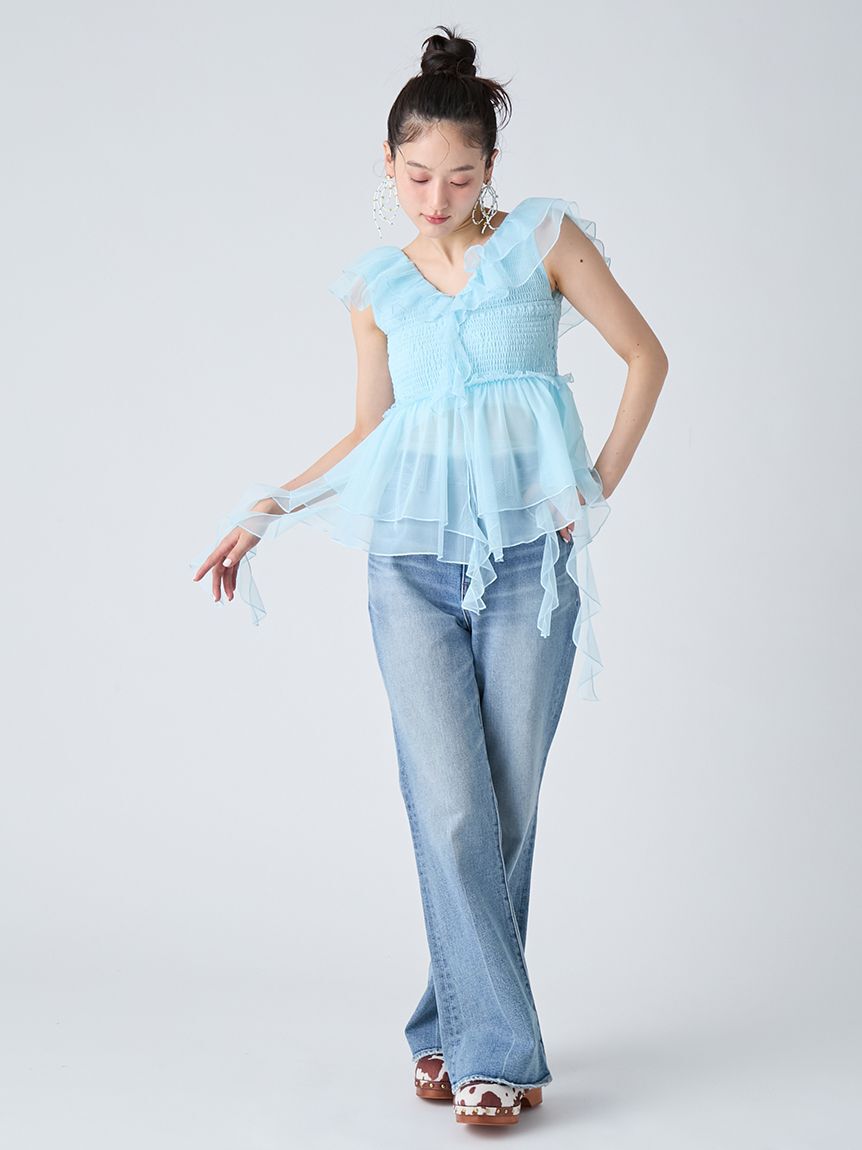 LILY BROWN「パピヨンチュールフリルトップス」|シャツ・ブラウス|