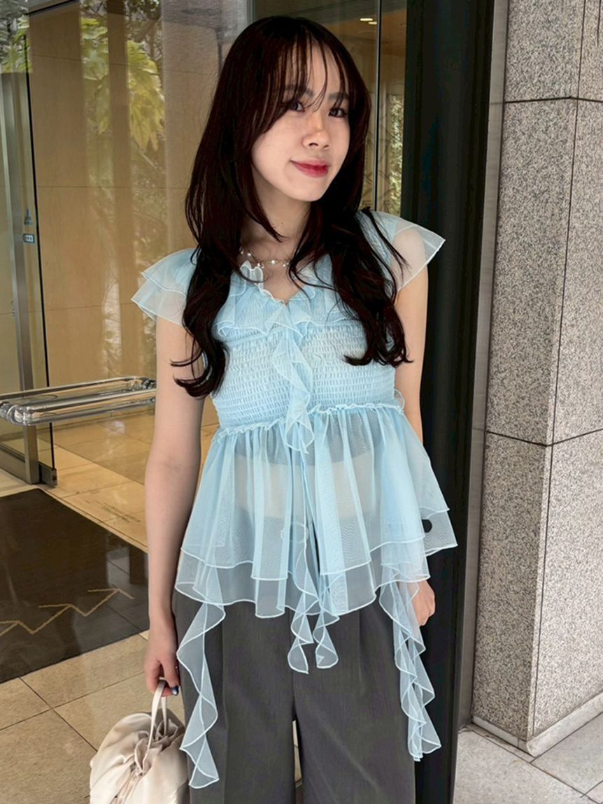 LILY BROWN「パピヨンチュールフリルトップス」|シャツ・ブラウス|