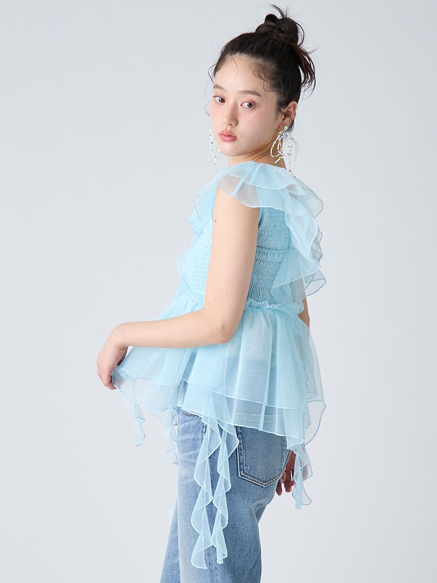 LILY BROWN「パピヨンチュールフリルトップス」|シャツ・ブラウス|