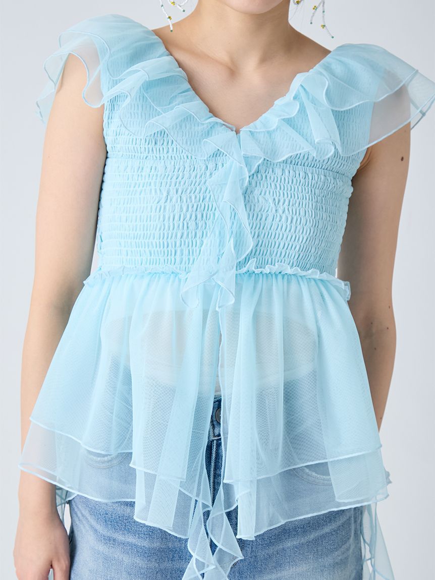 LILY BROWN「パピヨンチュールフリルトップス」|シャツ・ブラウス|