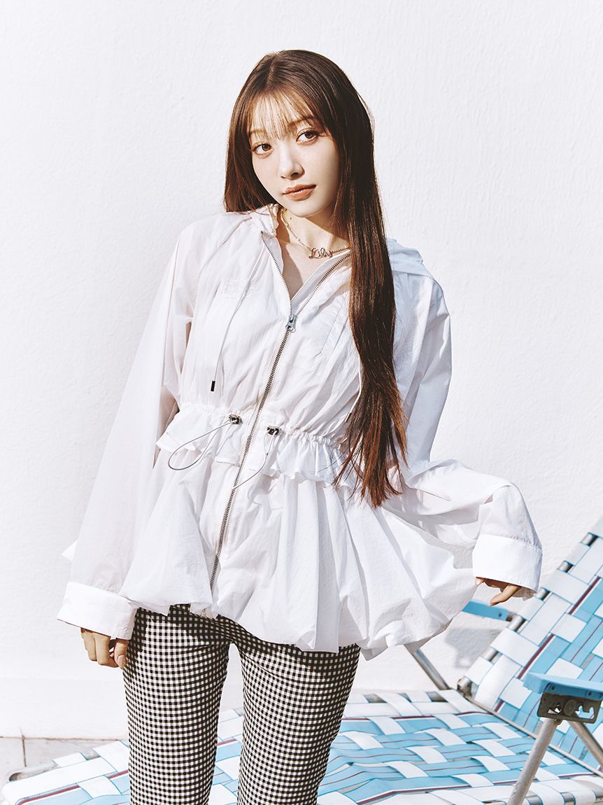 LILY BROWN「【UVカット】撥水ペプラムシアーブルゾン」|ブルゾン・スタジャン|WHT