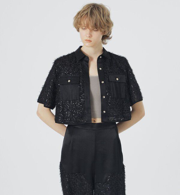  「フェザースパンコールブラウス」|シャツ・ブラウス|ブラック
