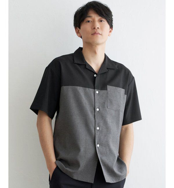 ikka「バイカラーオープンカラーシャツ」|シャツ・ブラウス|ブラック