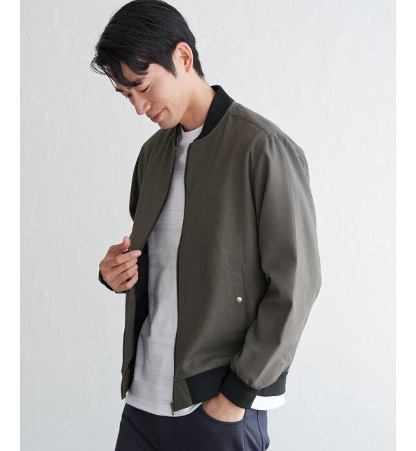 ikka「撥水メランジリブブルゾン」|ブルゾン・スタジャン|グレー