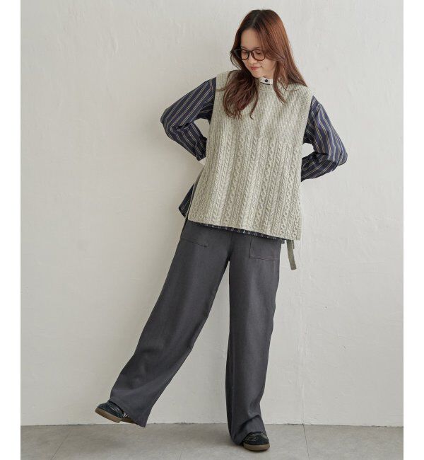 Lbc with Life「ウール混サイドリボンケーブルベスト」|ニット・セーター|