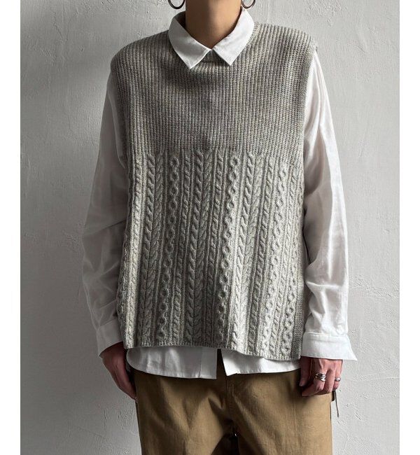 Lbc with Life「ウール混サイドリボンケーブルベスト」|ニット・セーター|