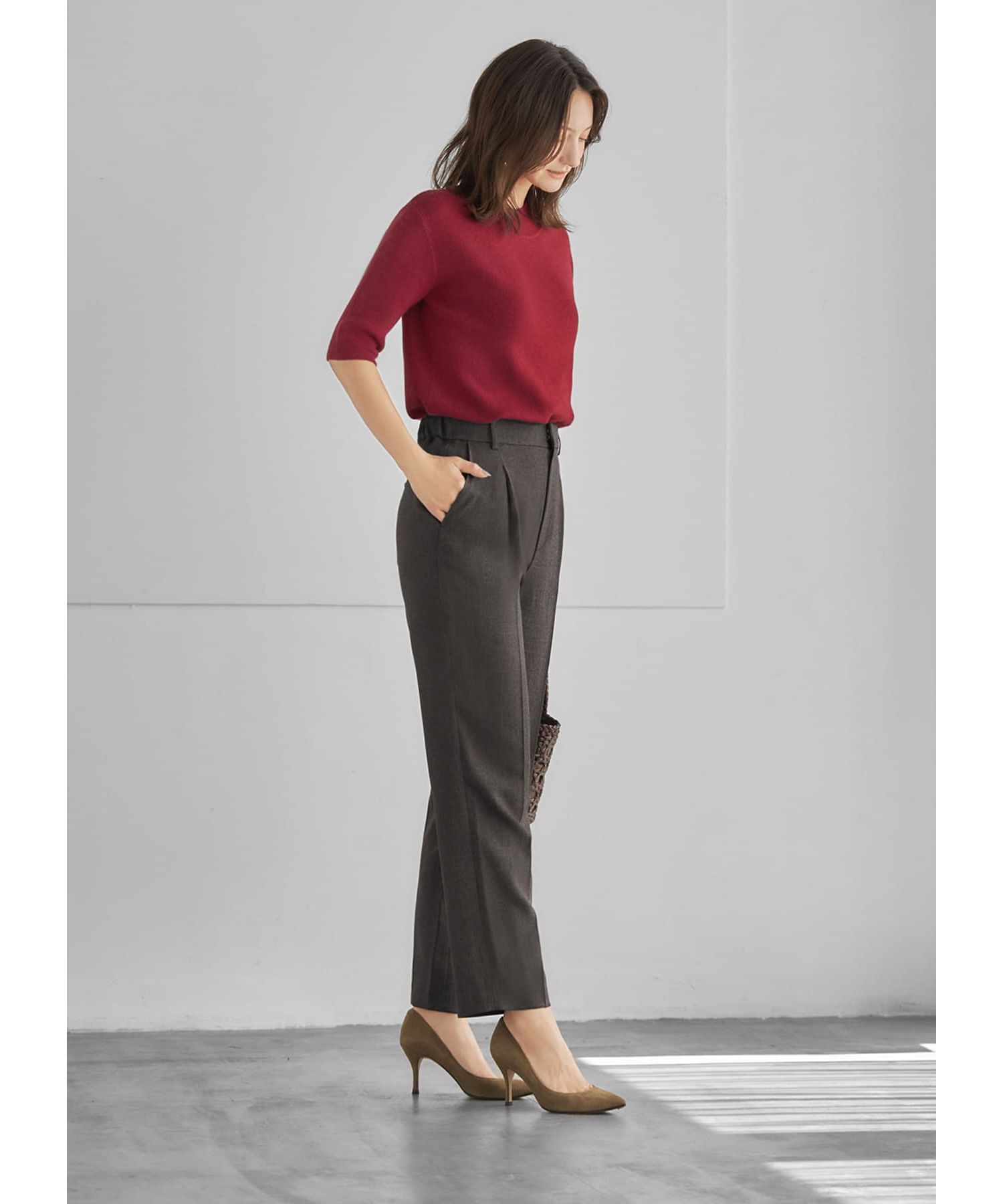 STYLE DELI「ソフトタッチ◆５分袖ハイネックトップス」|ニット・セーター|