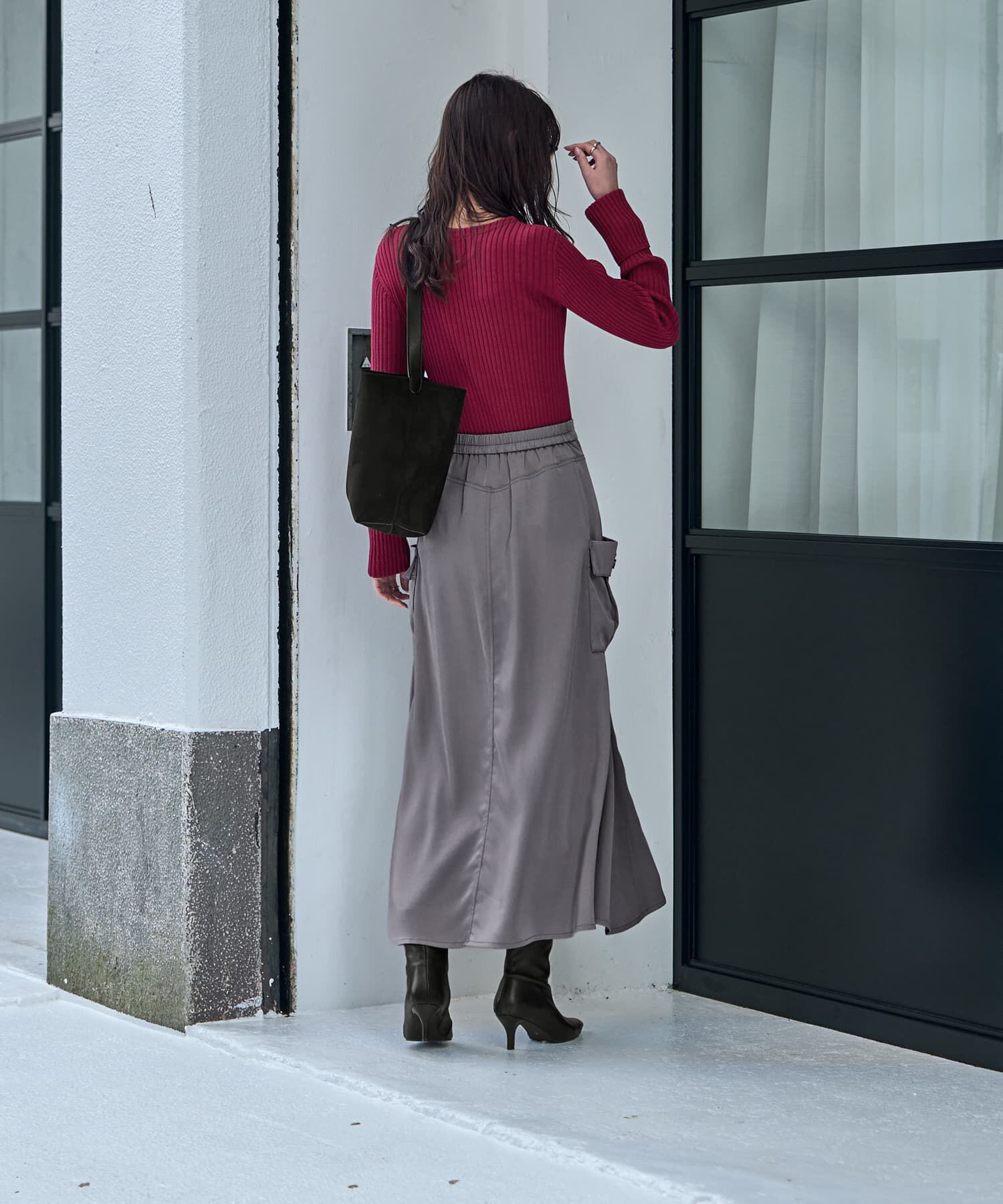 STYLE DELI「サイドポケットサテンロングスカート」|スカート|