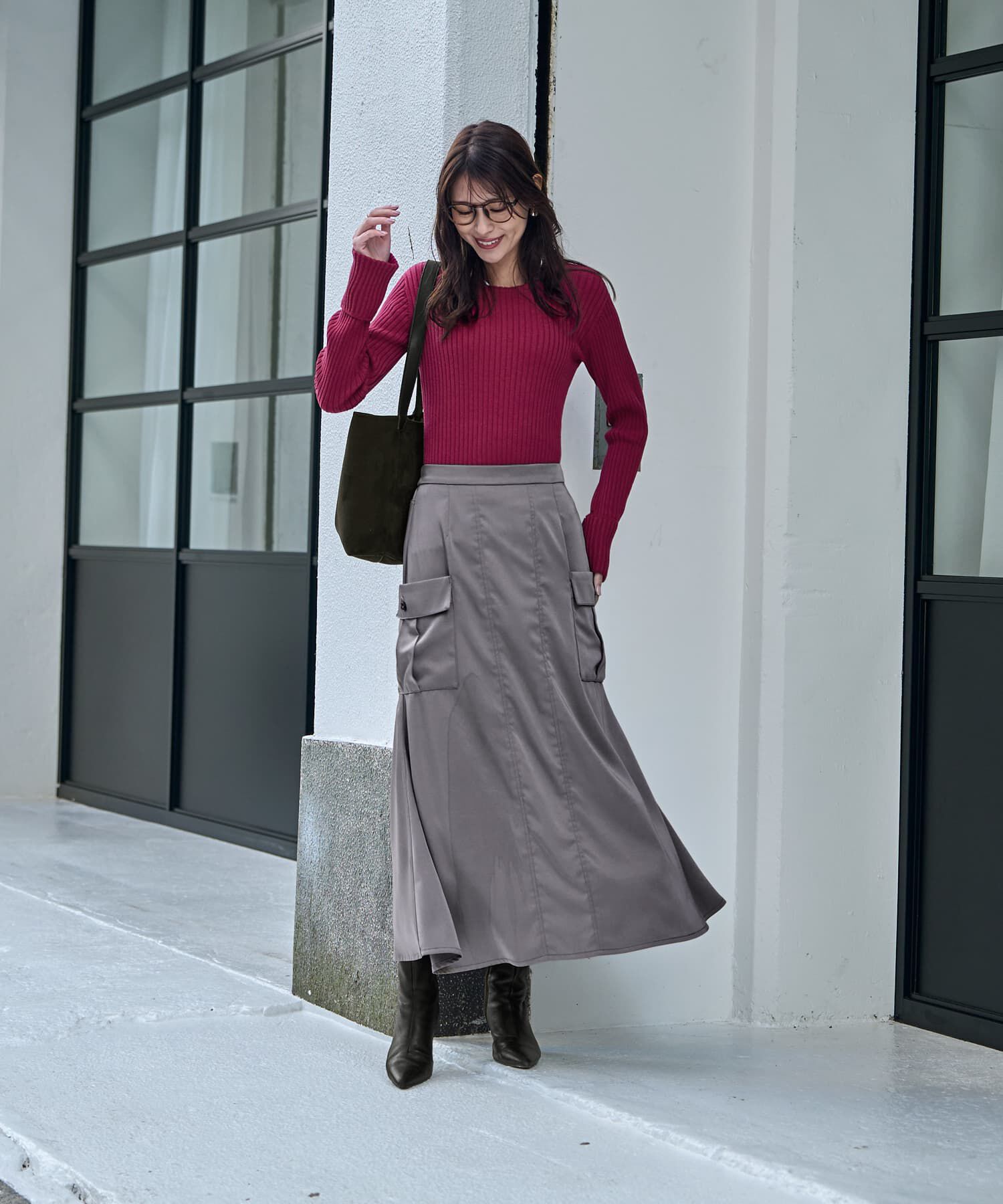 STYLE DELI「サイドポケットサテンロングスカート」|スカート|