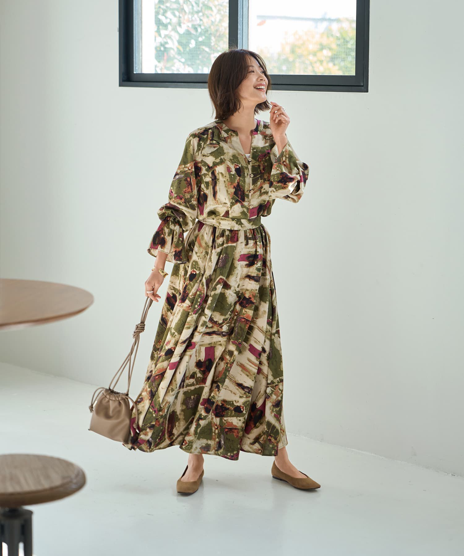 STYLE DELI「アート柄ロングサーキュラースカート」|スカート|