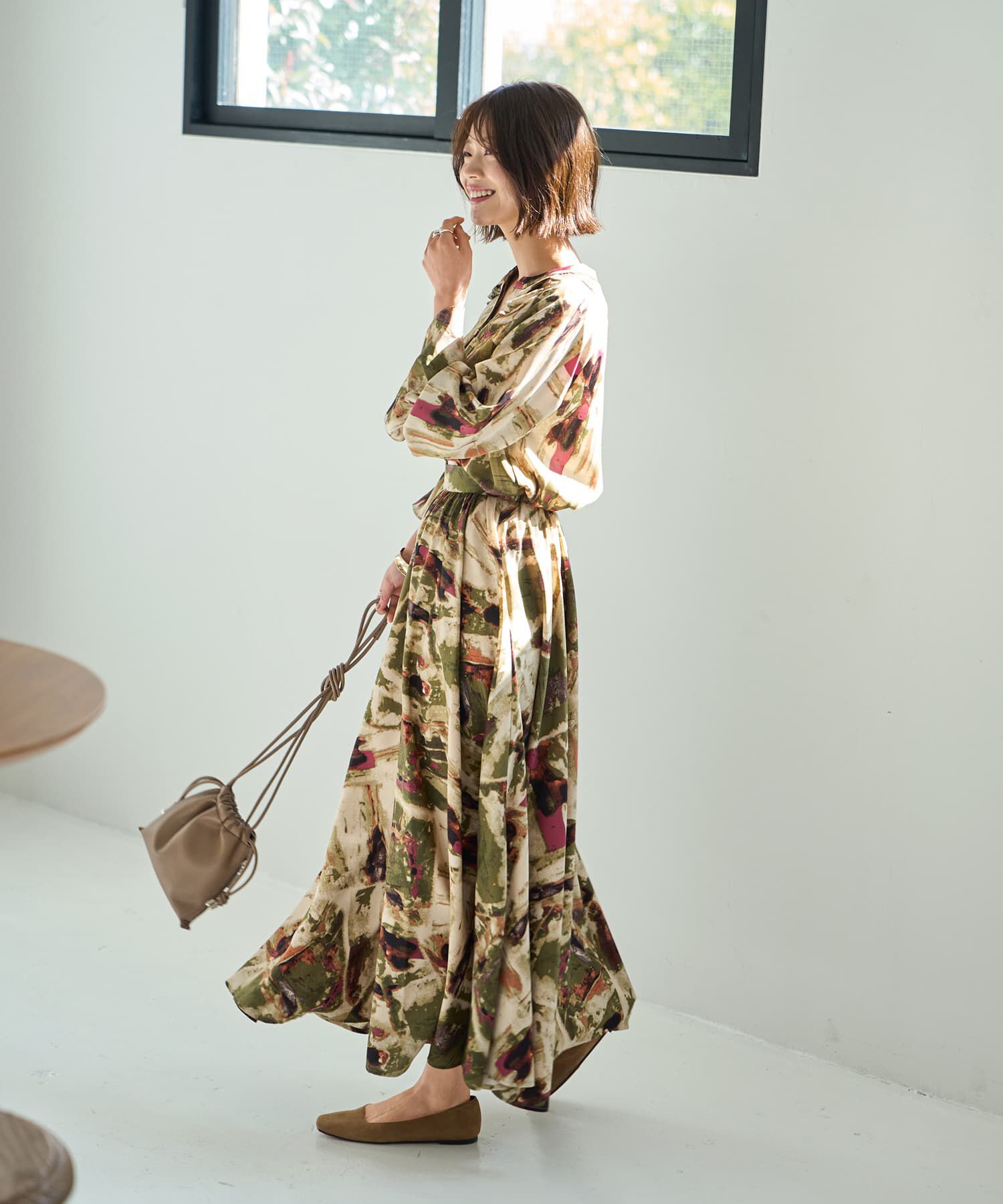 STYLE DELI「アート柄ロングサーキュラースカート」|スカート|