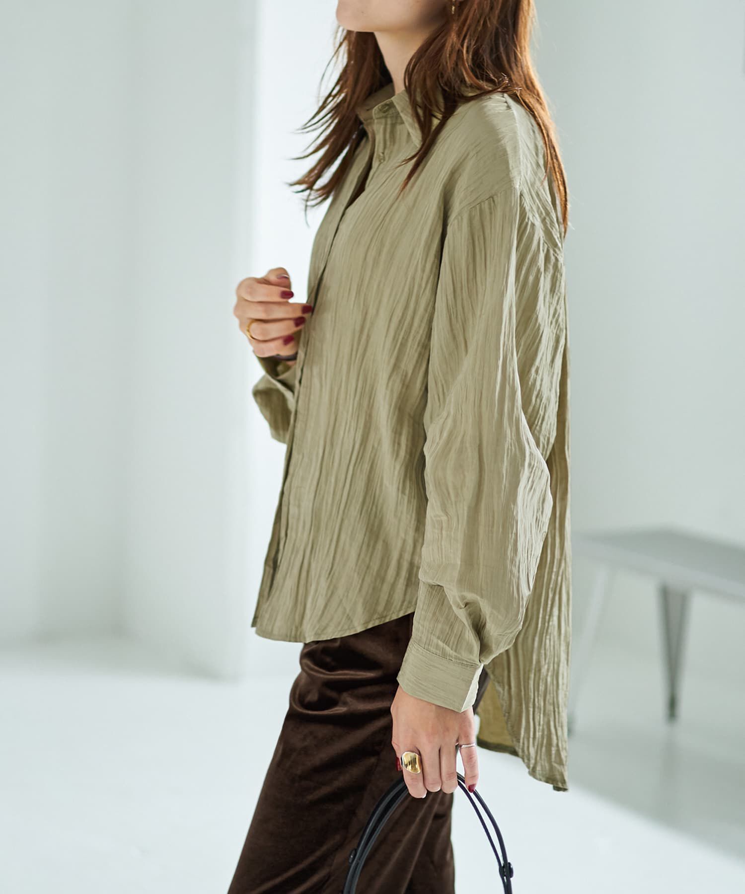 STYLE DELI「シワ加工グロッシーシャツ」|シャツ・ブラウス|