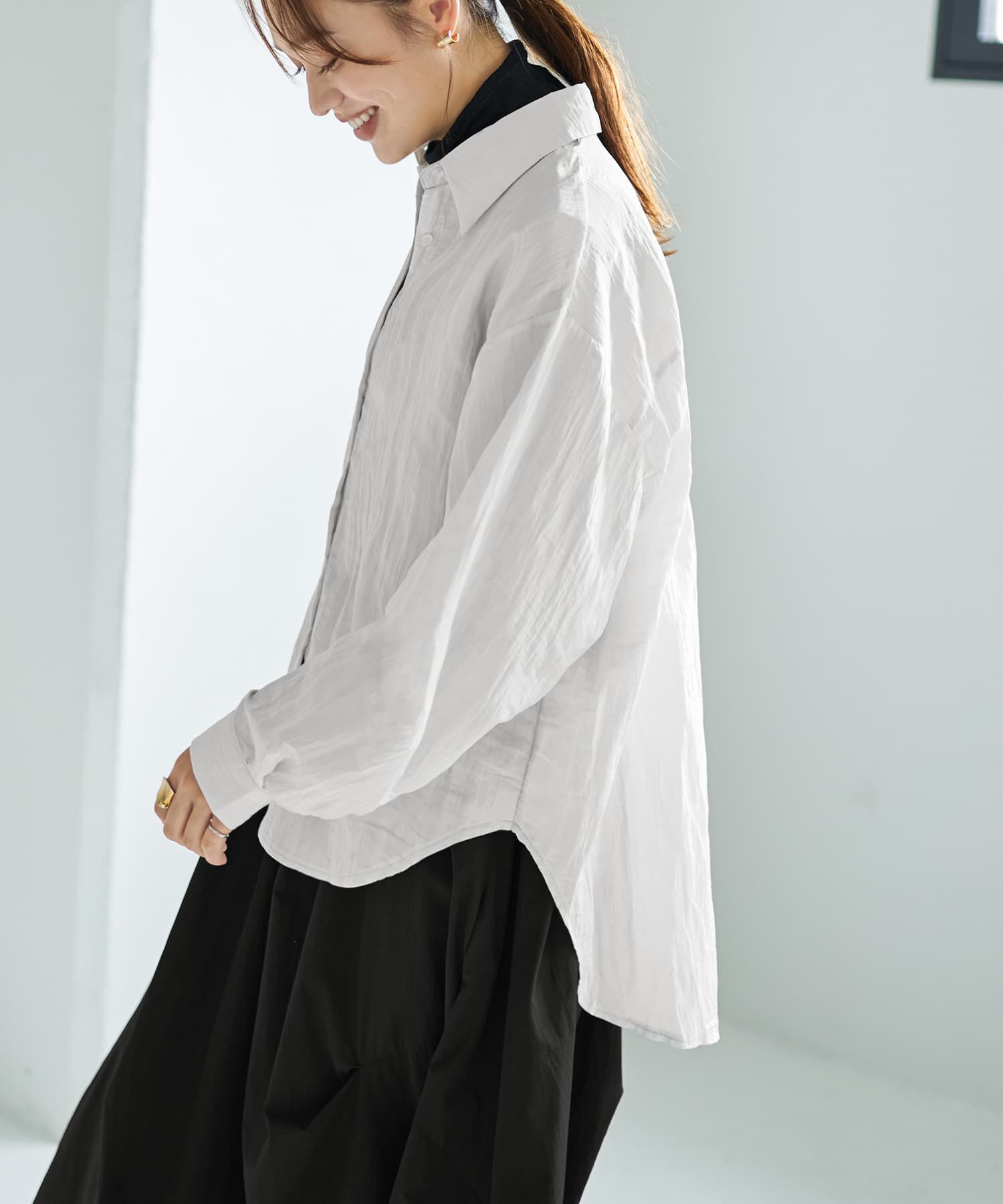 STYLE DELI「シワ加工グロッシーシャツ」|シャツ・ブラウス|