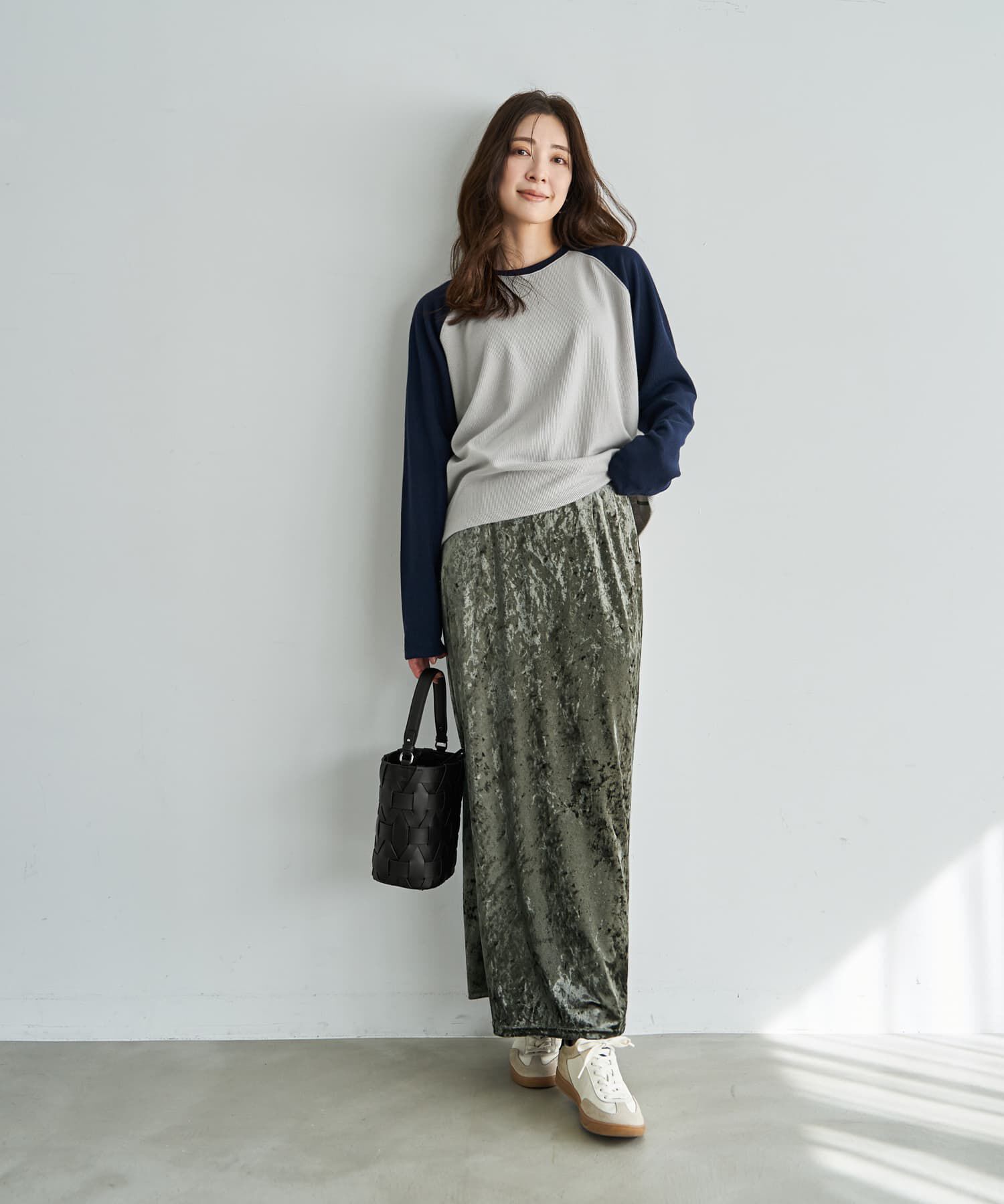 STYLE DELI「配色ラグランリブ生地プルオーバー」|Tシャツ・カットソー|