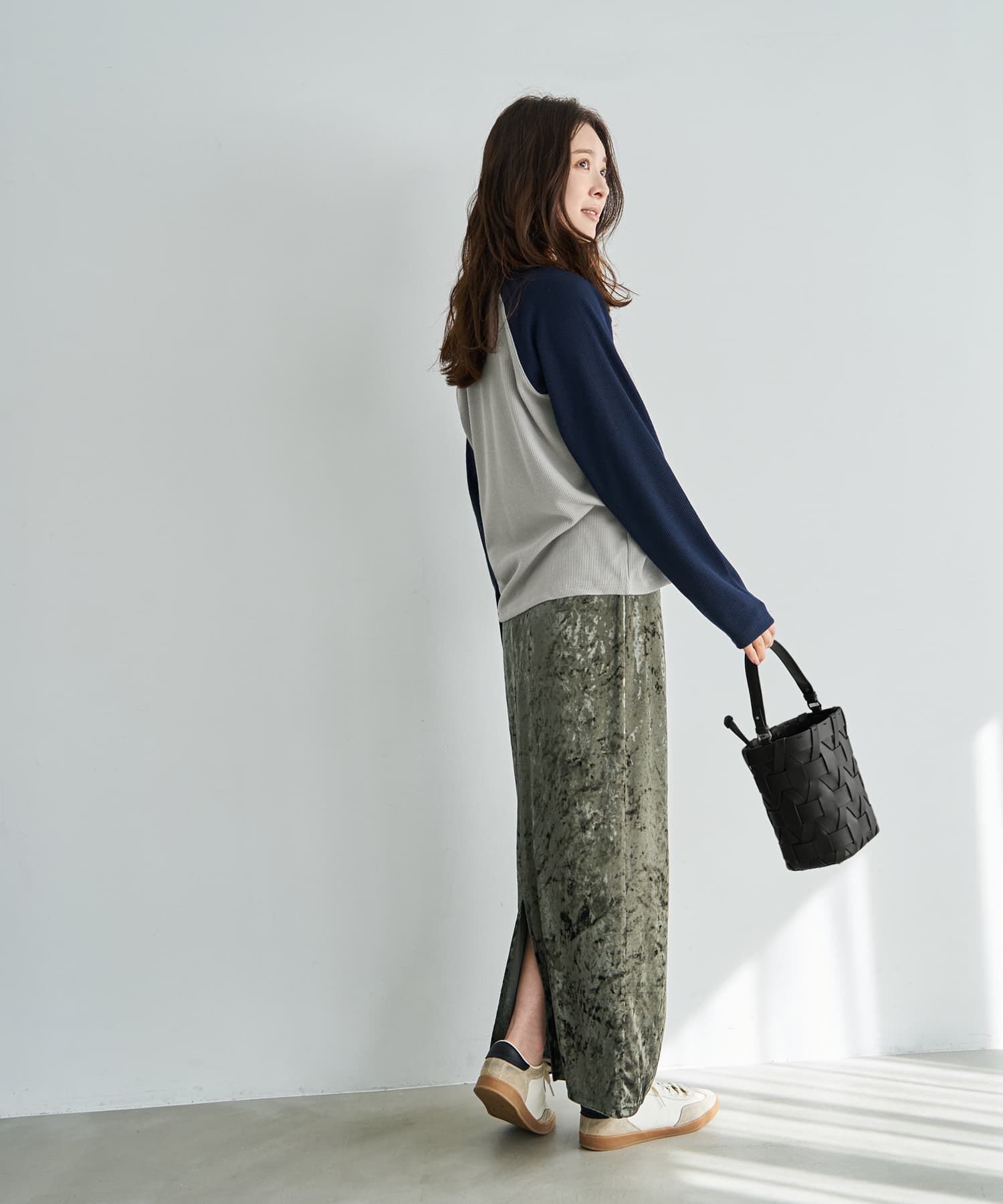 STYLE DELI「配色ラグランリブ生地プルオーバー」|Tシャツ・カットソー|