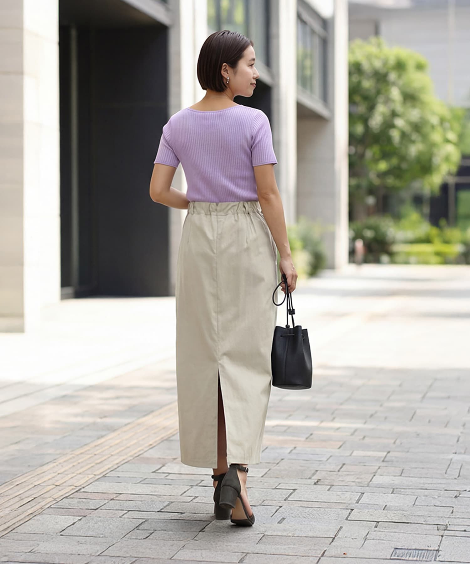 STYLE DELI「スッキリとした薄手ハリ感Aラインスカート」|台形|