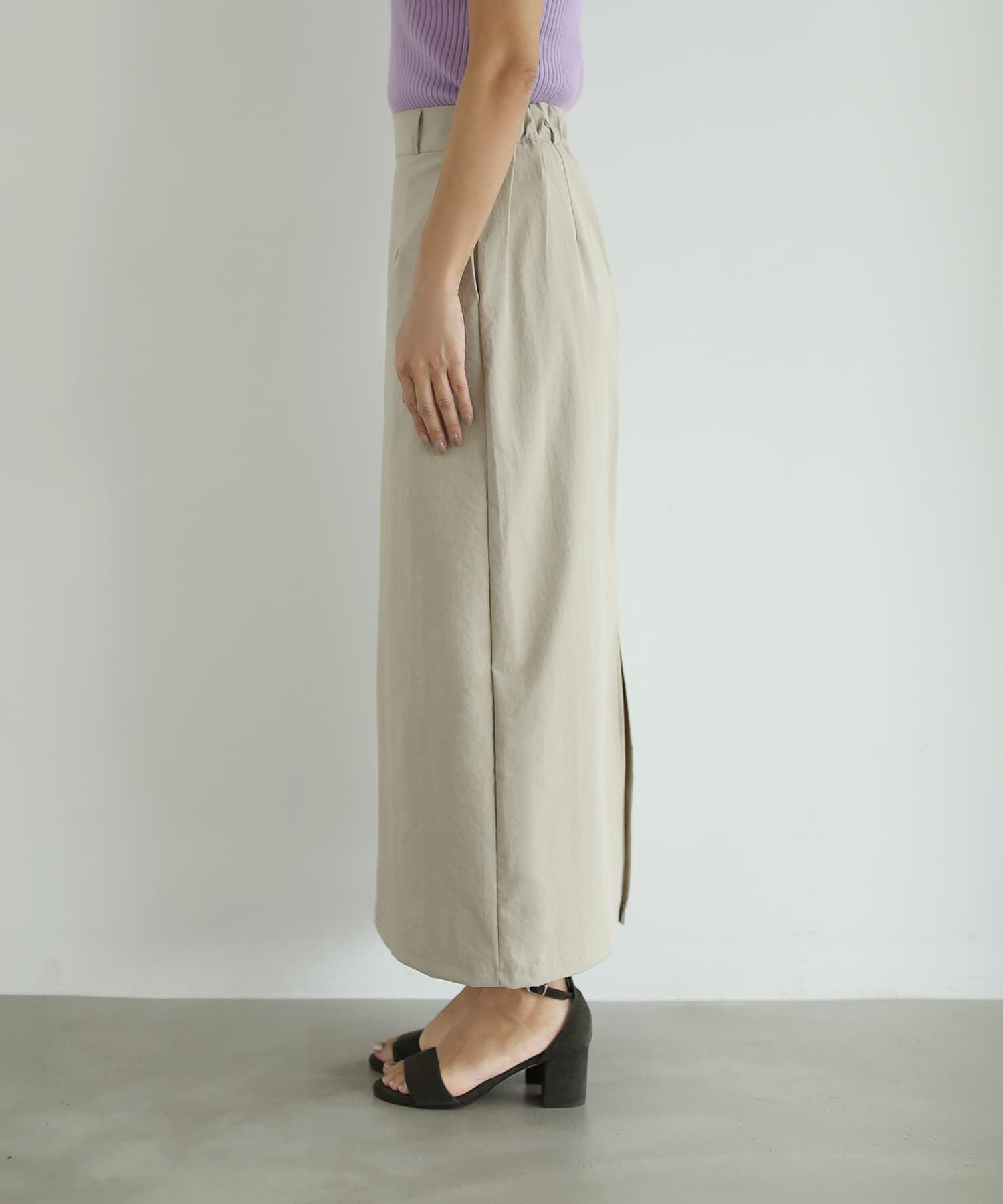 STYLE DELI「スッキリとした薄手ハリ感Aラインスカート」|台形|