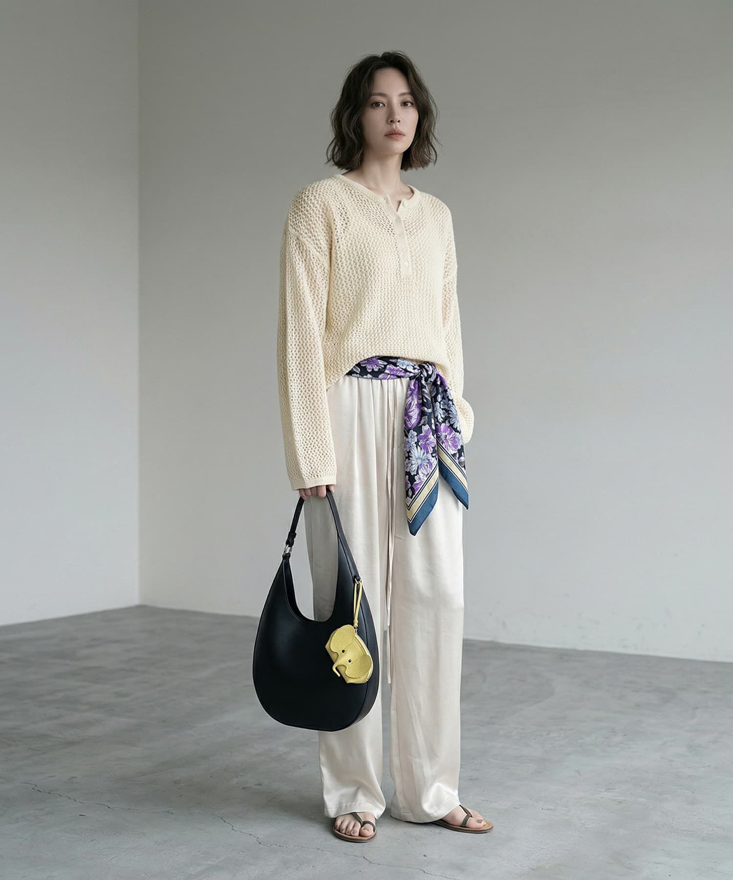 STYLE DELI「【BLK001】サマーメッシュ編みヘンリーネックプルオーバー」|Tシャツ・カットソー|