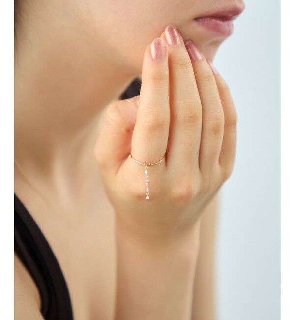 ete「[デュー] K18YG ダイヤモンド チェーンラインリング」|リング|