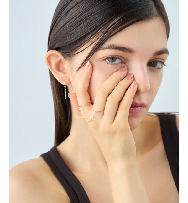 ete「[デュー] K18YG ダイヤモンド チェーンツインリング」|リング|