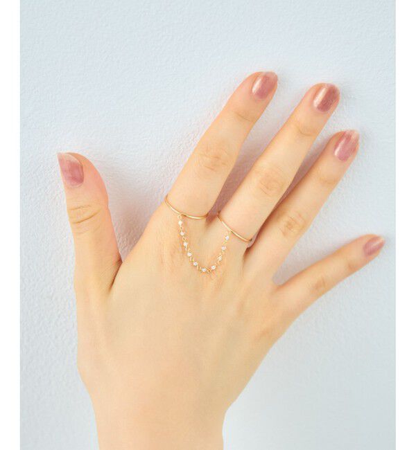 ete「[デュー] K18YG ダイヤモンド チェーンツインリング」|リング|