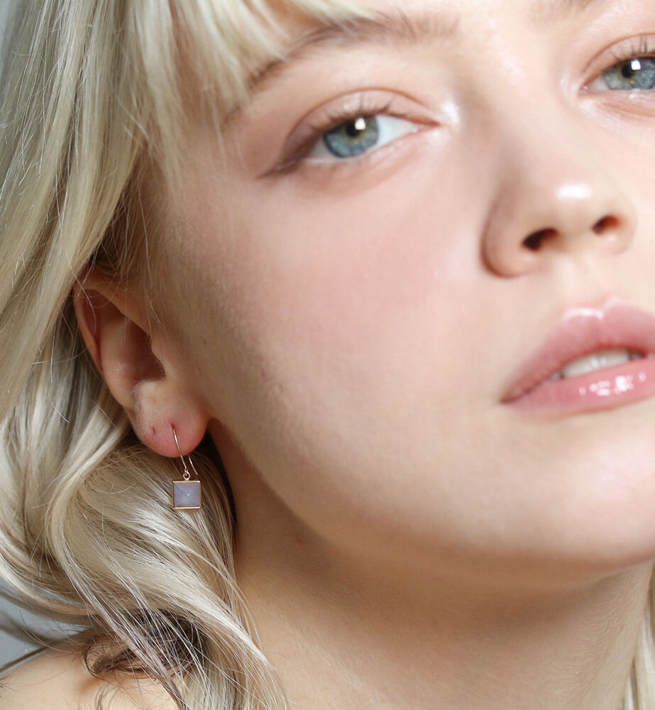  「カラーストーン スクエア フック ピアス | K10YG」|ピアス|