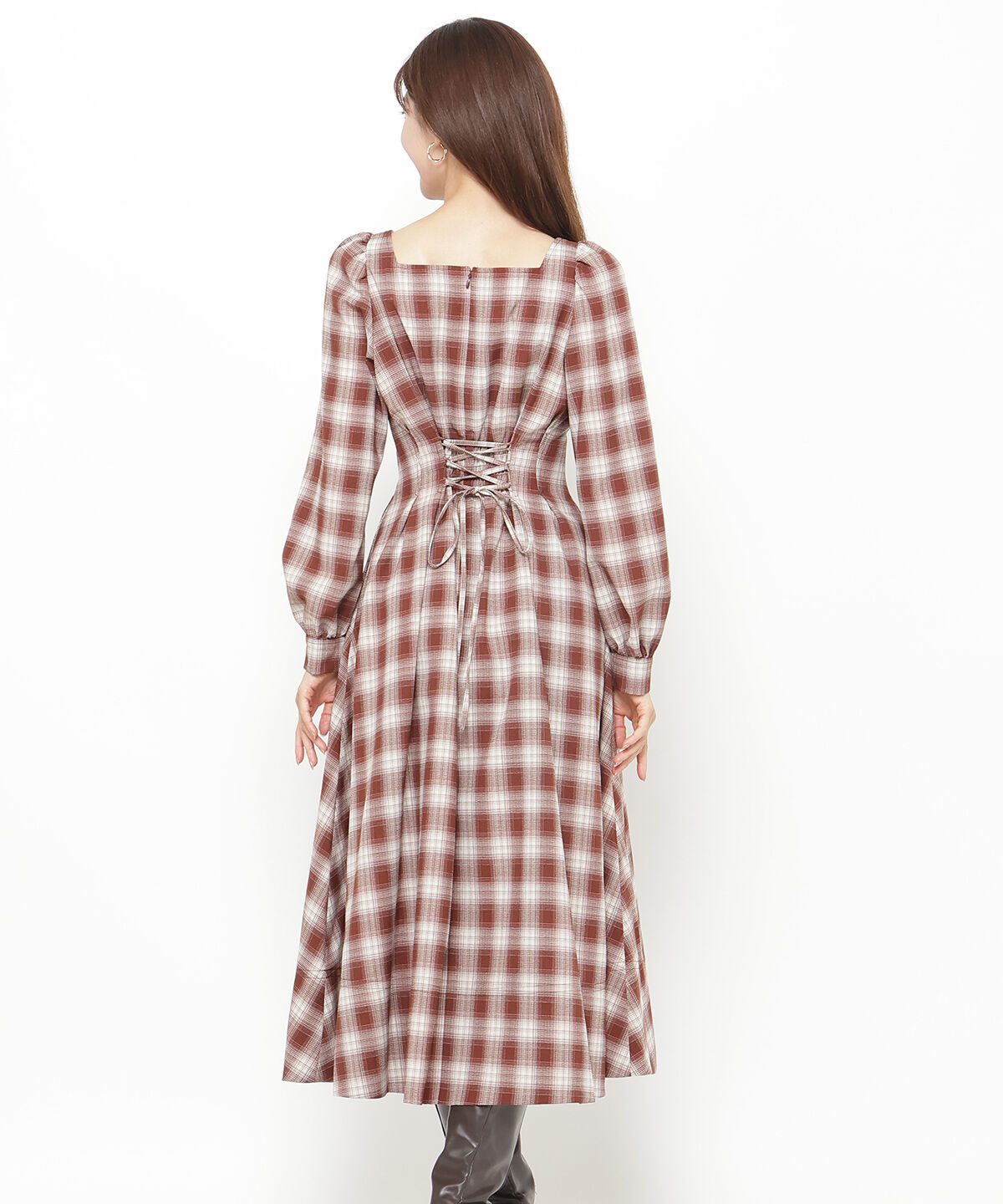 アンドクチュール「チェックウエストタックワンピース」|ワンピース|