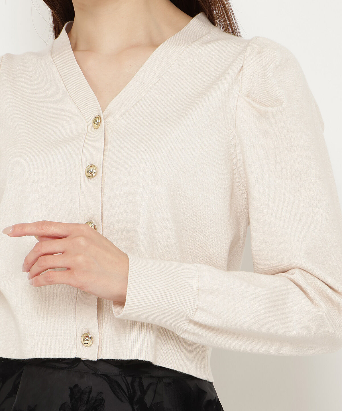 アンドクチュール「袖ギャザーVネックカーデプルオーバー」|カーディガン|