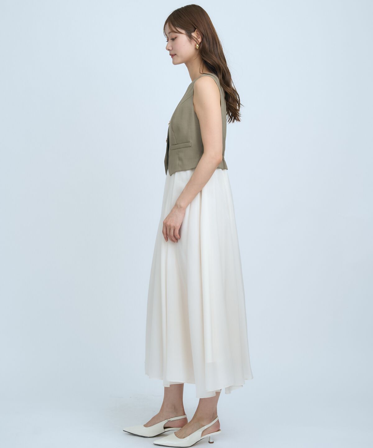 アンドクチュール「ショートジレレイヤードワンピース」|ワンピース|