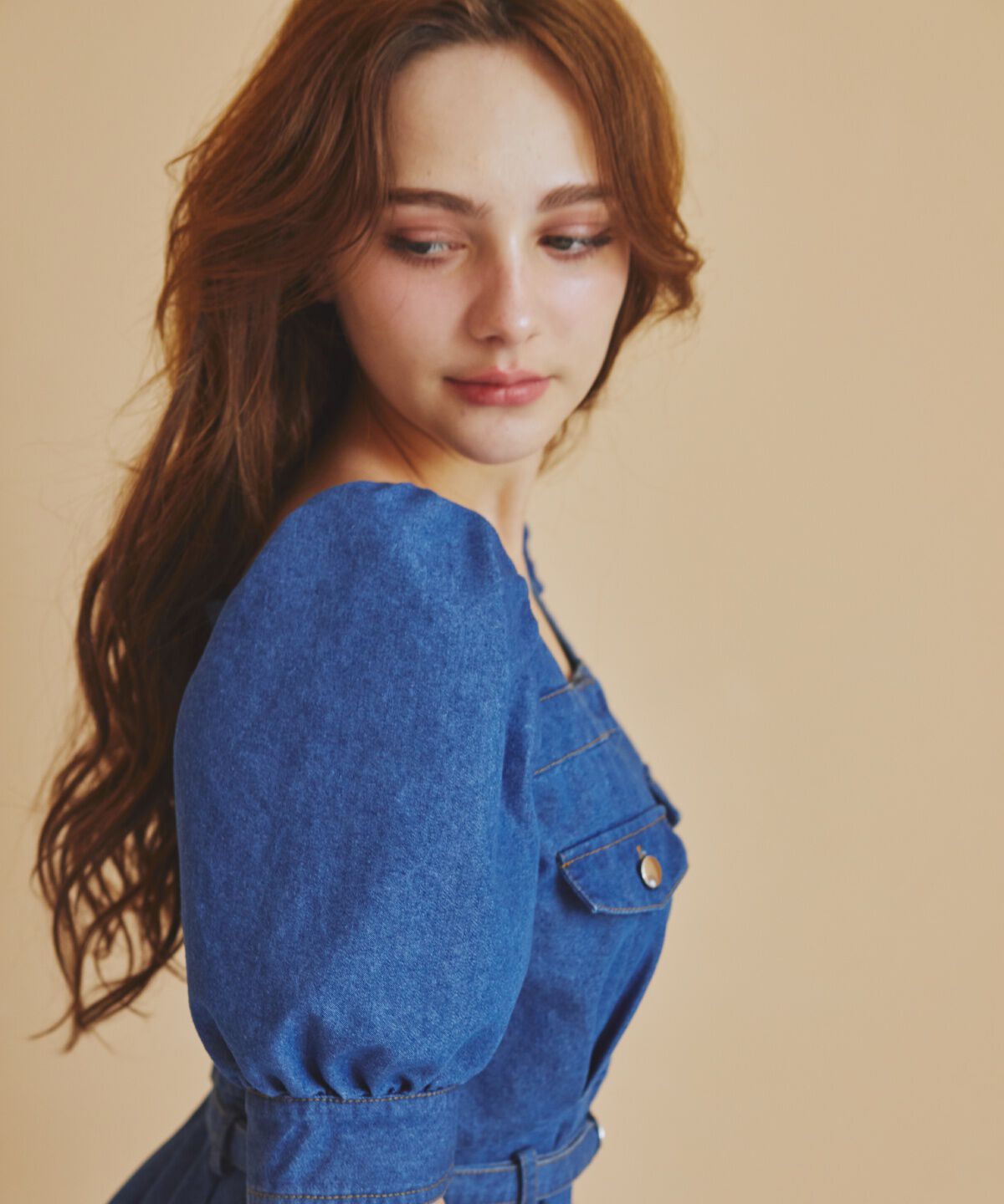 REDYAZEL「フロントジップスクエアネックフレアワンピース」|ワンピース|