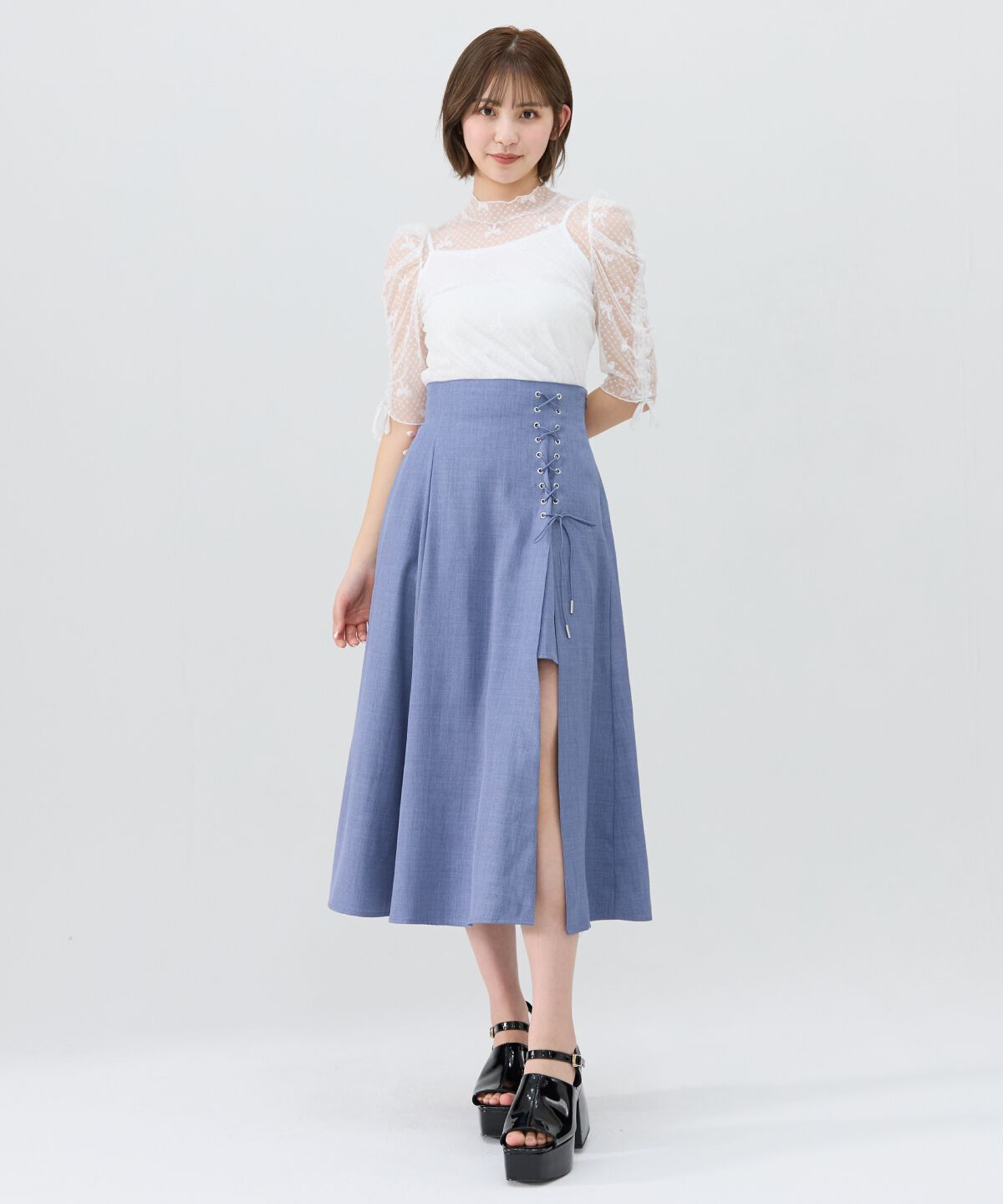 REDYAZEL「スピンドルスリットロングスカートスカート」|フレア|