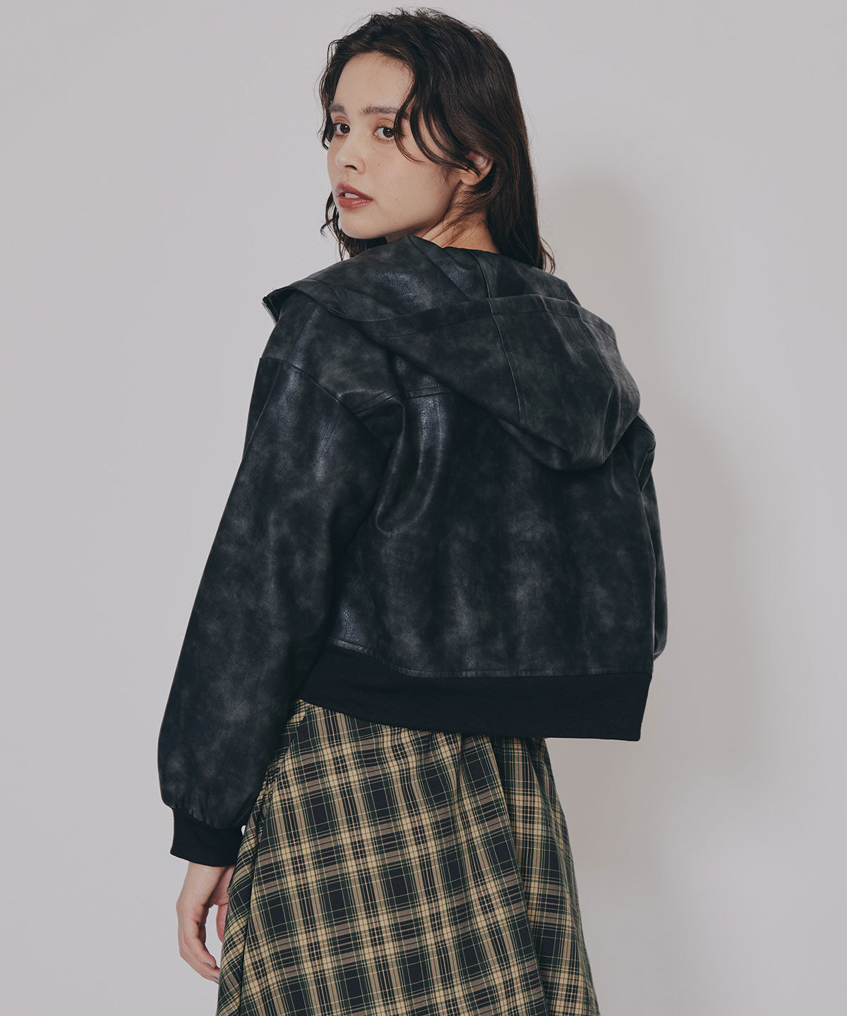 REDYAZEL「ヴィンテージライクレザーフーディブルゾン」|ブルゾン・スタジャン|