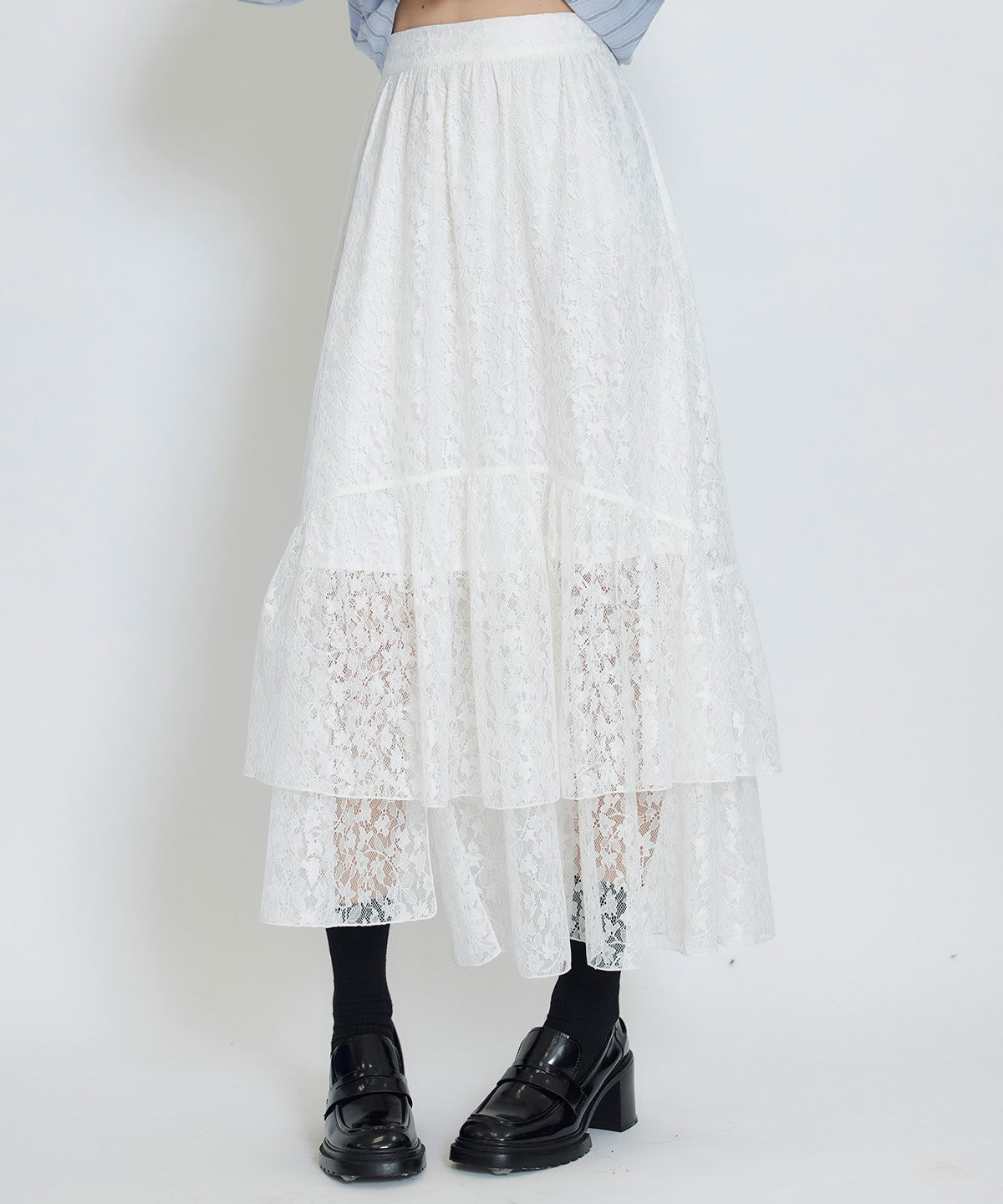 REDYAZEL「スリットレースフレアロングスカート」|フレア|