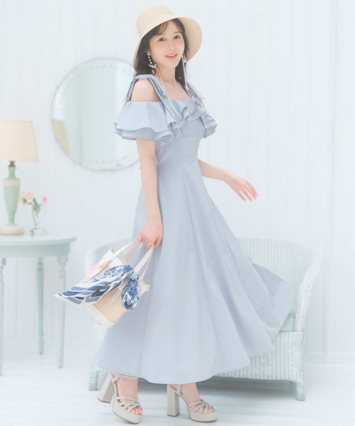 WILLSELECTION「ショルダーリボンラッフルワンピース」|ワンピース|