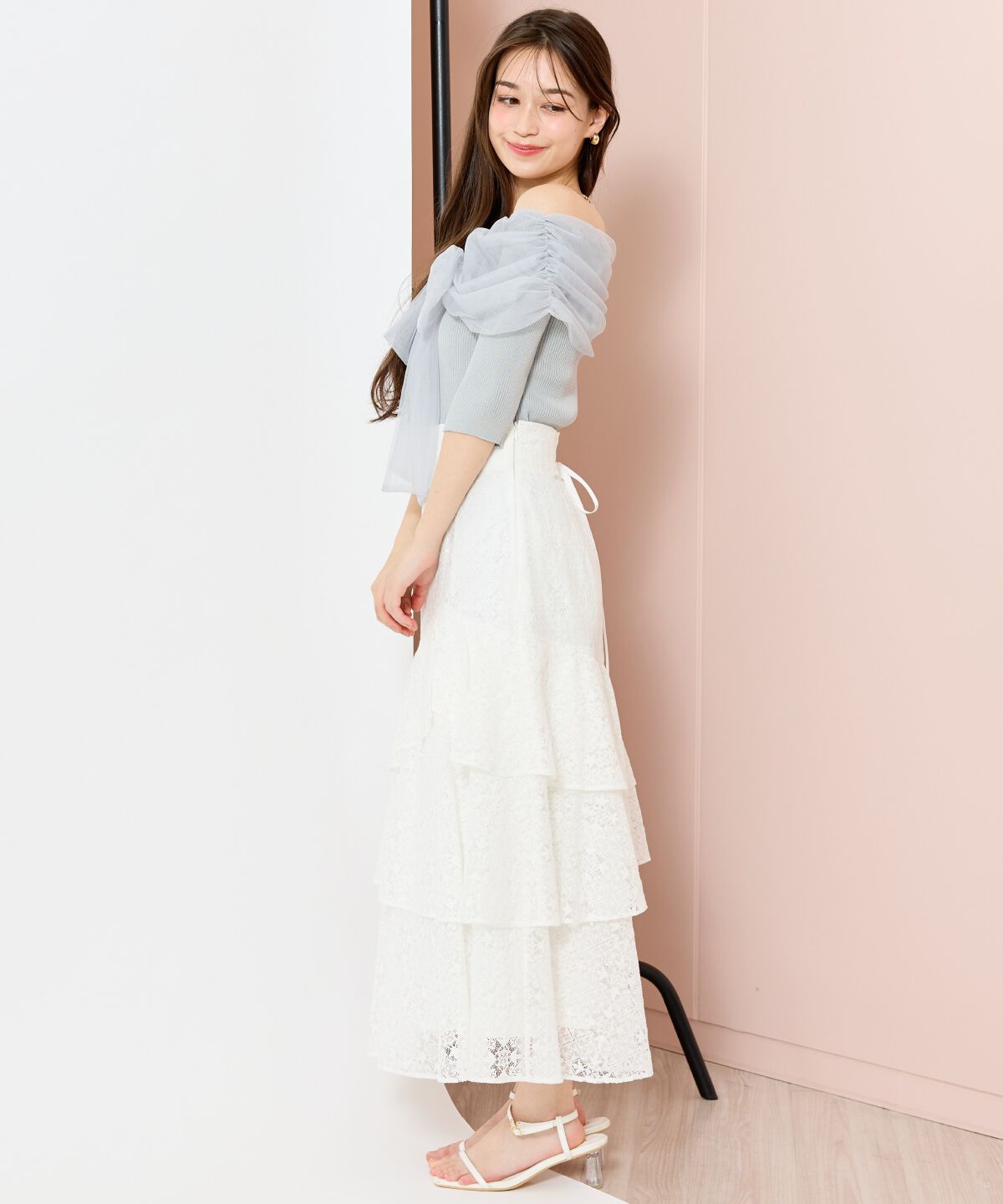 WILLSELECTION「リボンチュールレイヤードリブニット」|ニット・セーター|