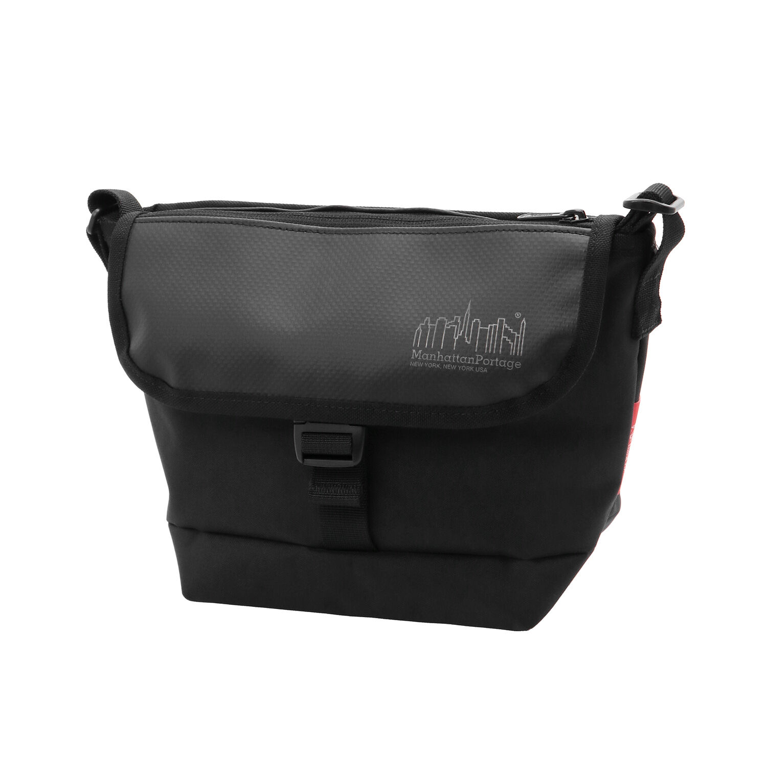 Manhattan Portage「Pacific Nylon Messenger Bag Flap Zipper Pocket W/ Divide」|ショルダー・メッセンジャー|BLK