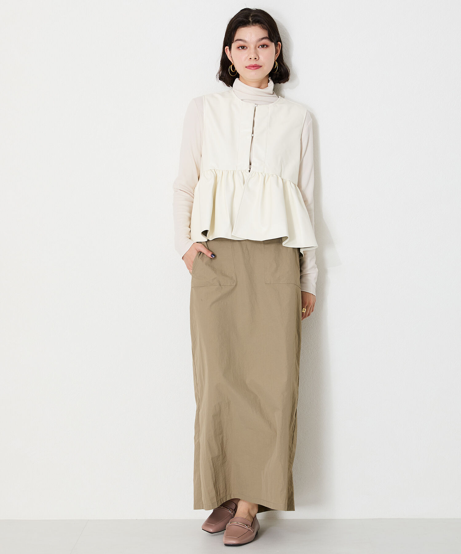 WA Oriental TRaffic「スクエアトゥモチーフ バブーシュ ローファー /42308 柔らかい フラット」|パンプス|