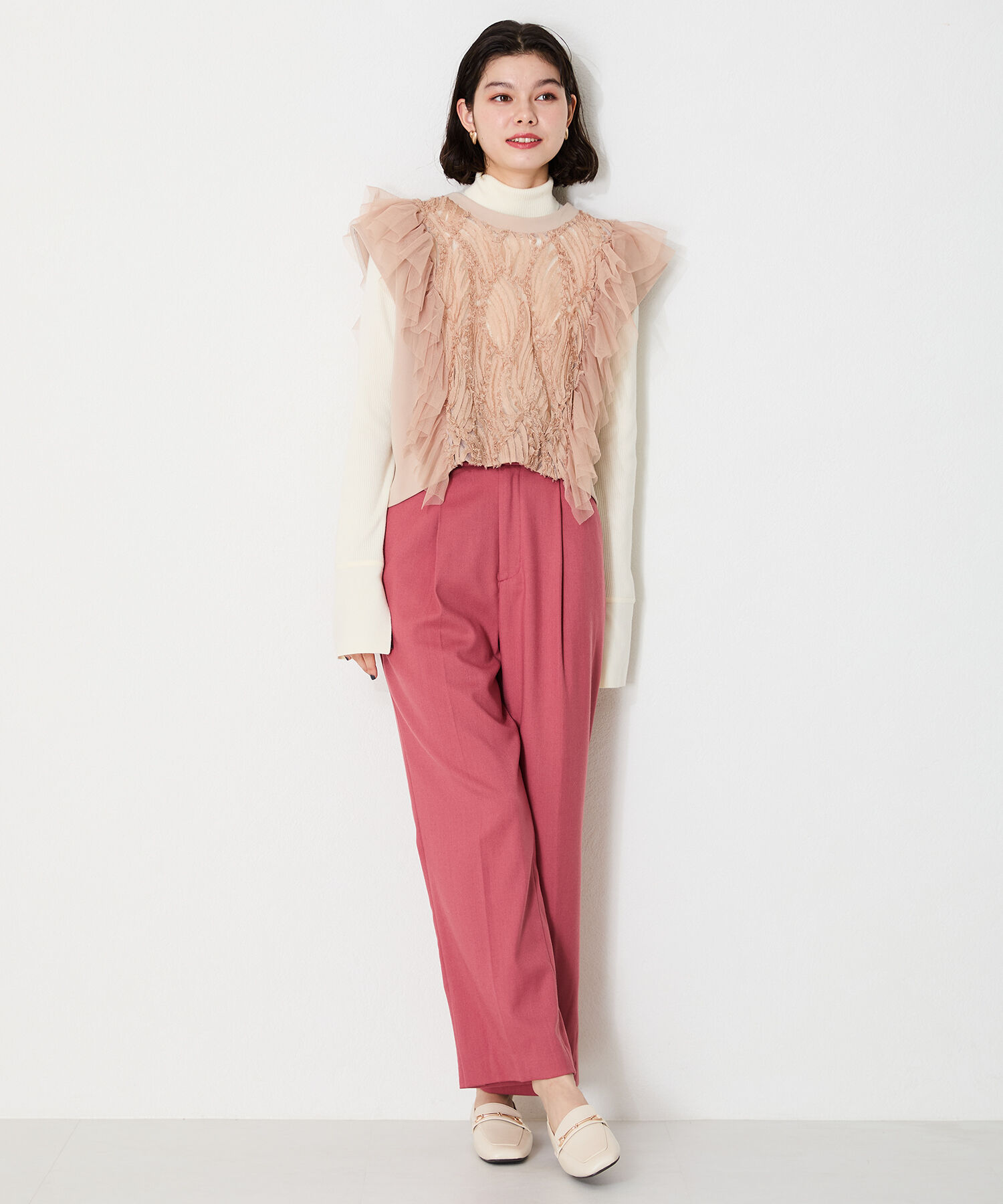 WA Oriental TRaffic「スクエアトゥモチーフ バブーシュ ローファー /42308 柔らかい フラット」|パンプス|